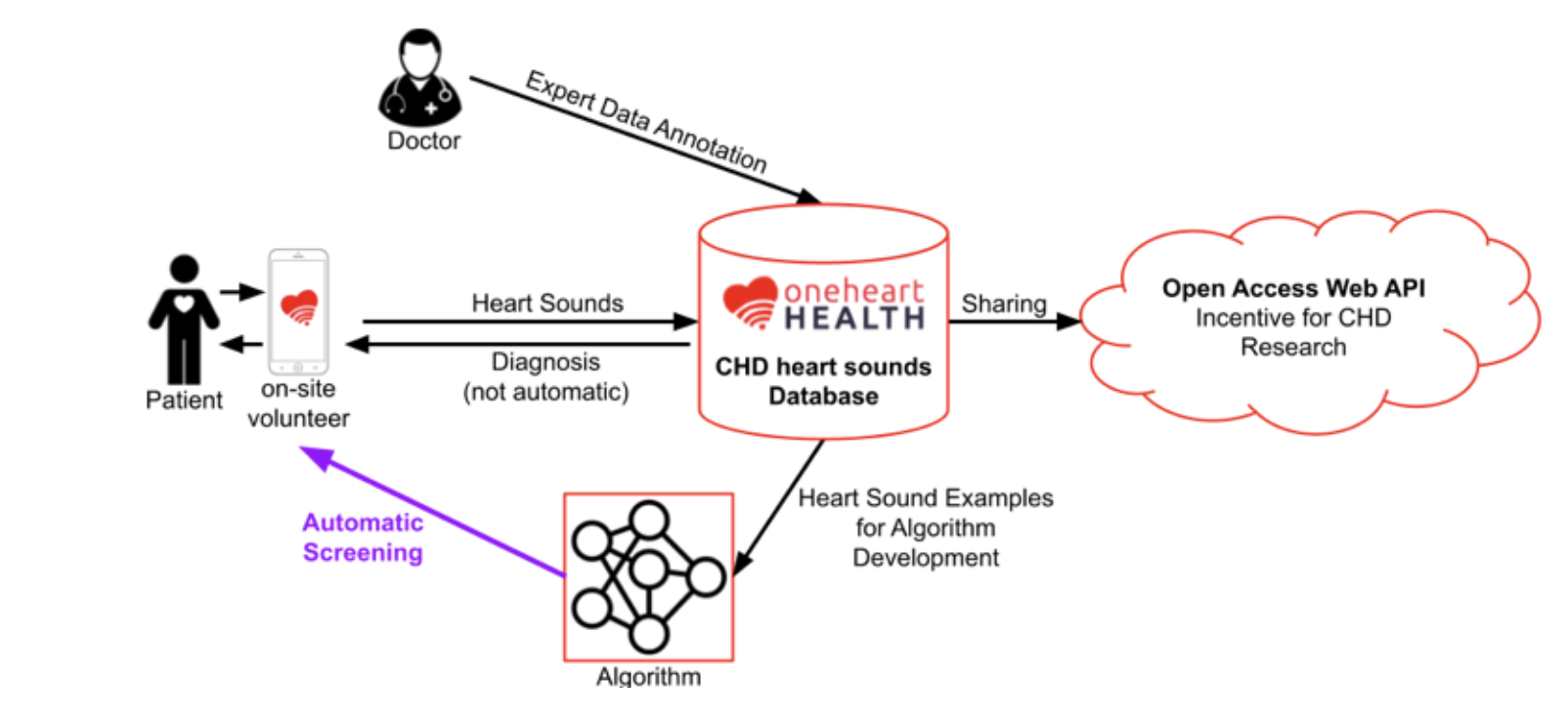 Technology workflow behind the One Heart app’s automatic screening function